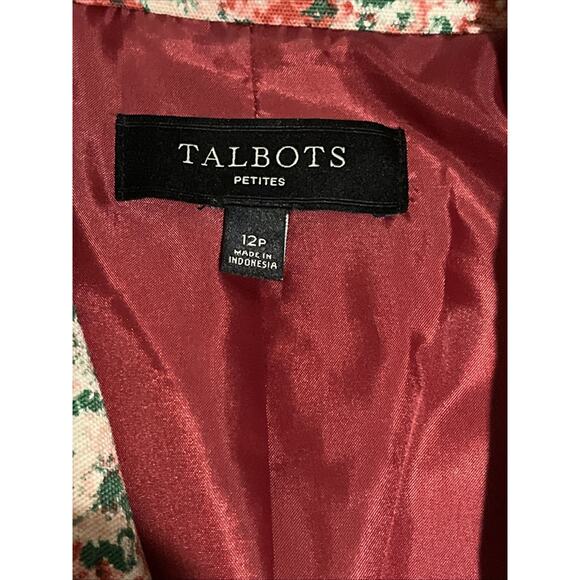 Talbots Cute Spring Floral Blazer Jacket Size 12P Red Pink Green Career - Picture 11 of 12